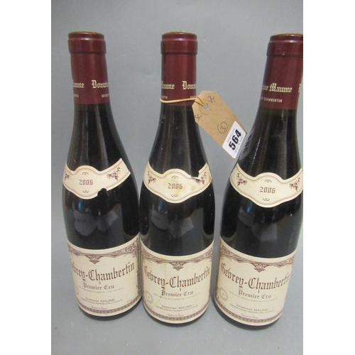 564 - 3 bottles Gevrey-Chambertin, 2006, Domaine Maume, premier cru