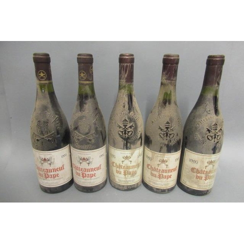 572 - 5 bottles Chateauneuf-du-Pape, 1995, two different bottling types