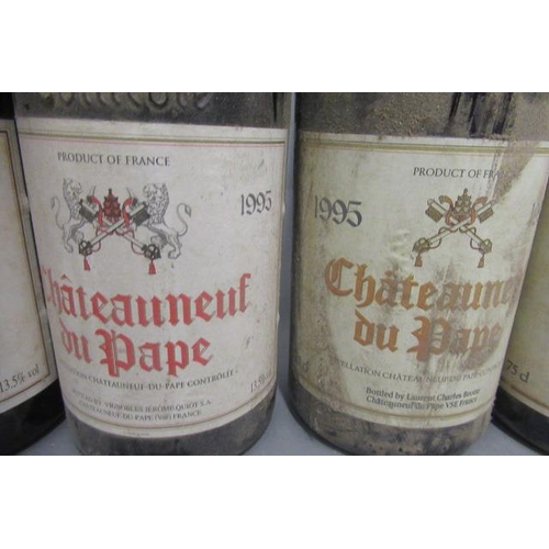 572 - 5 bottles Chateauneuf-du-Pape, 1995, two different bottling types