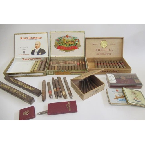 91 - A collection of cigars, comprising a box of 12 Balmoral cigars in original box,10 Churchill Smart ci... 