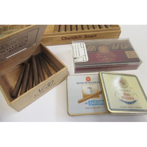 91 - A collection of cigars, comprising a box of 12 Balmoral cigars in original box,10 Churchill Smart ci... 