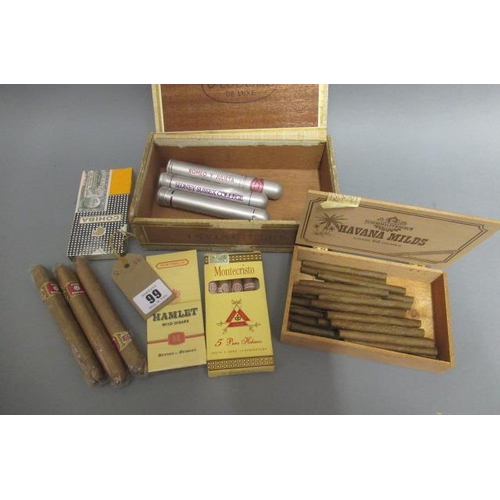 99 - An assortment of cigars, comprising 21 Havana Milds cigars, 4 Montecristo Puros, 3 King Edward, 1 Ro... 