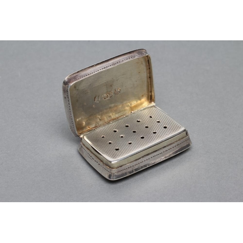 112 - A WILLIAM IV SILVER VINAIGRETTE, maker Nathanial Mills, Birmingham 1831, of plain oblong form with b... 