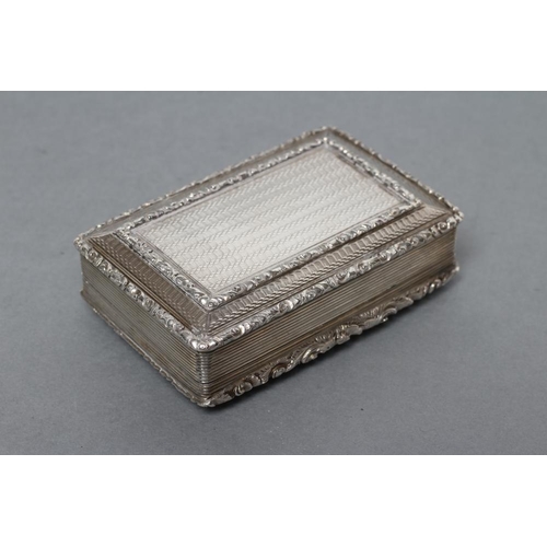 118 - AN EARLY VICTORIAN SILVER SNUFF BOX, maker Francis Clark, Birmingham 1840, of plain oblong form with... 