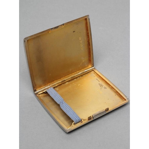 141 - AN ART DECO SILVER CIGARETTE CASE, maker Mappin & Webb, Birmingham 1927, with engine turning and pat... 