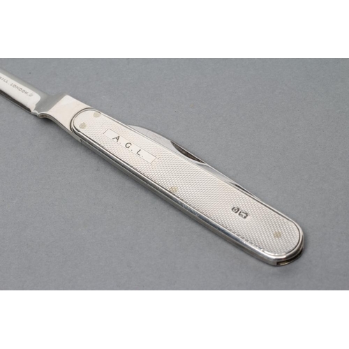 145 - A SILVER PAPER KNIFE/PEN KNIFE, maker Harrison Fisher & Co., retailed by Dunhill, Sheffield 1949, wi... 