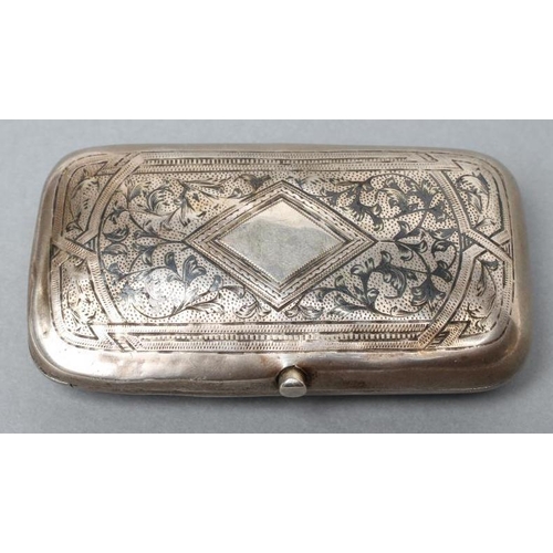 159 - A RUSSIAN SILVER CIGAR BOX, 84 standard, 1886, Kazan?, of plain rounded oblong form, the cover with ... 