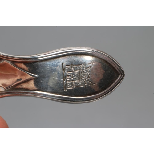 161 - A GEORGE III SILVER CADDY SPOON, maker John Young & Sons, Sheffield 1805, with leaf bowl, the handle... 