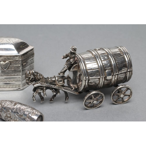 162 - A LATE VICTORIAN SILVER NOVELTY BOX AND COVER, importer J.G. Perry, London 1901, probably Dutch, mod... 