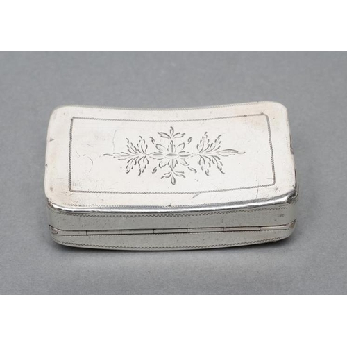 167 - A LATE GEORGE III SILVER SNUFF BOX, maker Hart & Co., Birmingham 1806, of slightly convex oblong for... 