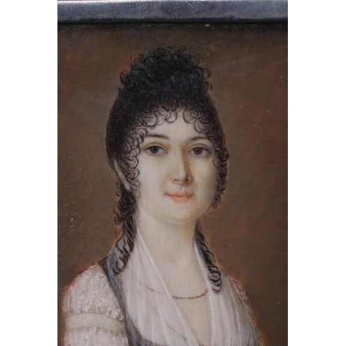 177 - SPANISH SCHOOL (Early 19th Century), The Viscountess De Montmorency in a Black and Lace Dress, on iv... 