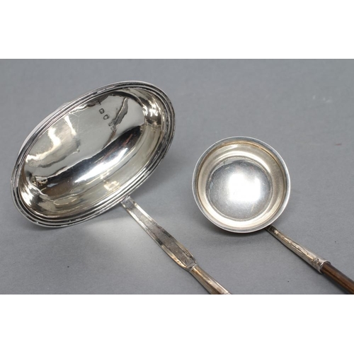 201 - A LATE GEORGE III PUNCH LADLE, maker probably E. Morley, London 1789, the plain oval bowl with appli... 