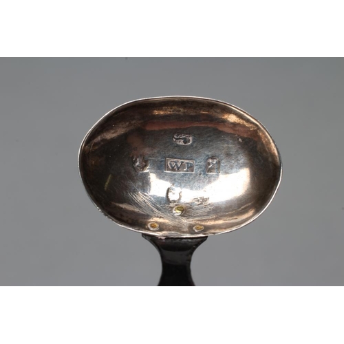 211 - A GEORGE III SALT SPOON, maker William Pugh, Birmingham 1808, the plain oval bowl rivetted to a twis... 