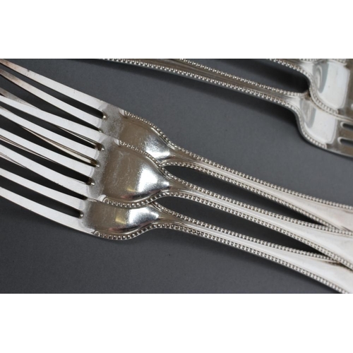 272 - A LATE VICTORIAN SET OF SIX DESSERT FORKS, maker J.E. Bingham for Walker & Hall, Sheffield 1890, in ... 