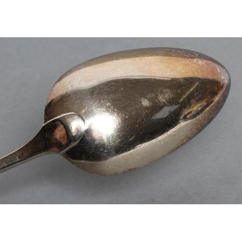 277 - A LATE GEORGE III BASTING SPOON, maker's mark WS, London 1801, in Old English pattern, engraved 