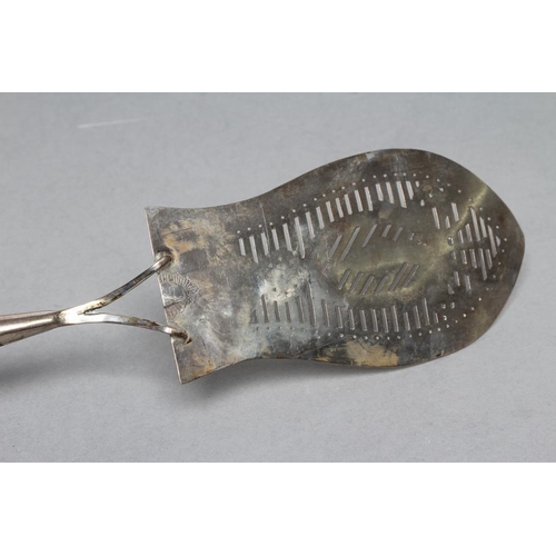 281 - A FISH SLICE, North European, c.1834, the shaped blade with pierced arcading enclosing an oval panel... 