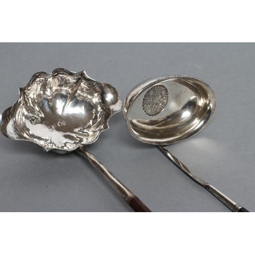 301 - A LATE GEORGE III PUNCH LADLE, maker George Campar, London 1794, the lobed oval double lipped bowl o... 