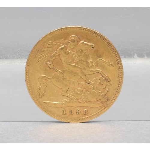 308 - A VICTORIA OH HALF SOVEREIGN, 1898, 4g (Est. plus 17.5% premium)