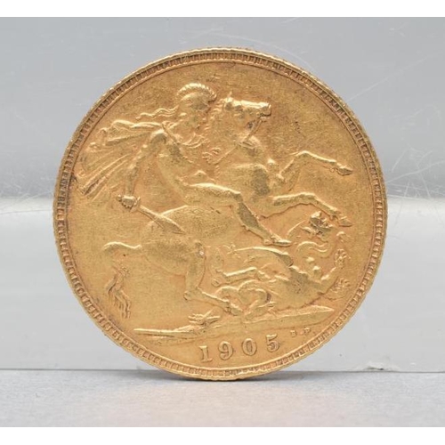 309 - AN EDWARD VII SOVEREIGN, 1905, 8g (Est. plus 17.5% premium)