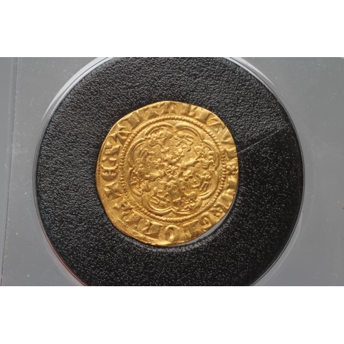 318 - AN EDWARD III GOLD QUARTER NOBLE, 1327-1377, G/VF, in Royal Mint sealed case with certificate (Illus... 