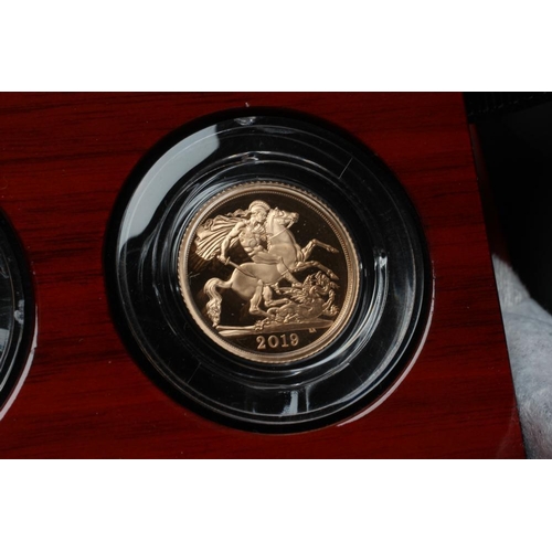 332 - THE 2019 UK GOLD PROOF THREE COIN SOVEREIGN SET, comprising £2, sovereign and half sovereign in pers... 