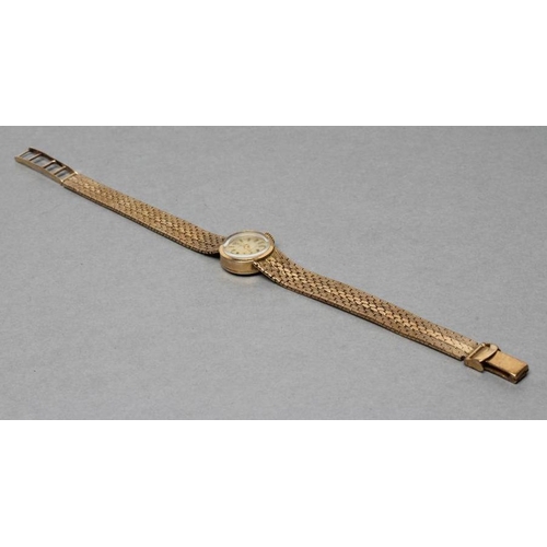 347 - A LADY'S 9CT GOLD ROLEX WRISTWATCH, the dark champagne dial with gilt metal batons, un-numbered eigh... 