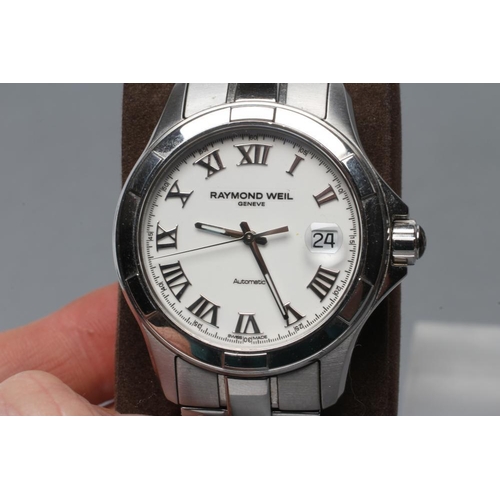 352 - TWO GENTLEMAN'S RAYMOND WEIL WRISTWATCHES, comprising white dial with applied stainless Roman numera... 