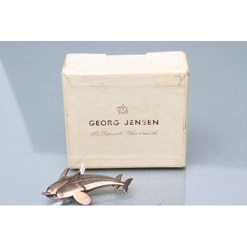 374 - A GEORG JENSEN SILVER HAWAII DOLPHIN BROOCH, designed by Arno Malinowski, No.317, stamped Sterling, ... 