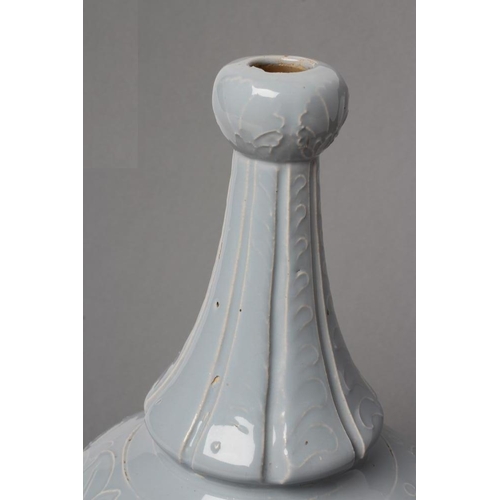 42 - A BURMANTOFTS FAIENCE VASE, early 20th century, of baluster form with lobed neck and garlic rim, tub... 