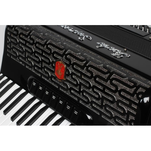 497 - A PAOLO SOPRANI PROFESSIONALE II ACCORDION in black, with one hundred and twenty buttons, leather st... 