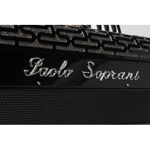 497 - A PAOLO SOPRANI PROFESSIONALE II ACCORDION in black, with one hundred and twenty buttons, leather st... 