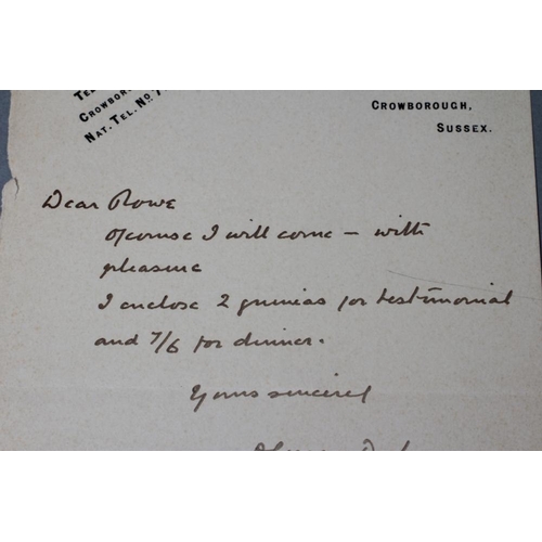 511 - A SIGNED LETTER FROM SIR A CONAN DOYLE, Windlesham Crowborough, Sussex letterhead, and written in pe... 