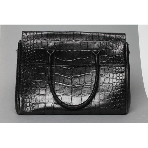 513 - A MULBERRY PRINTED BLACK LEATHER 