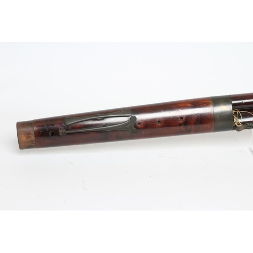 527 - A STAINED WOOD MILLHOUSE BASSOON, c.1800, with brass keys, impressed maker's name, 48