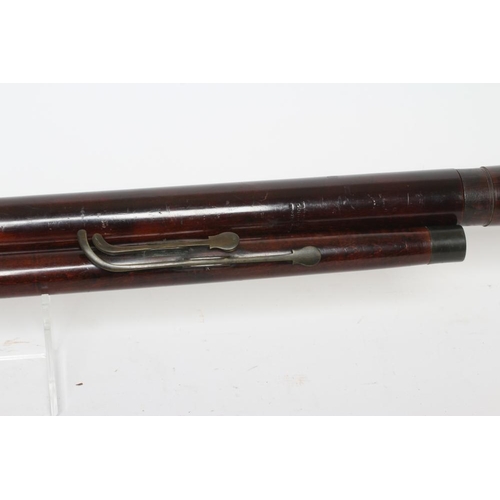 527 - A STAINED WOOD MILLHOUSE BASSOON, c.1800, with brass keys, impressed maker's name, 48