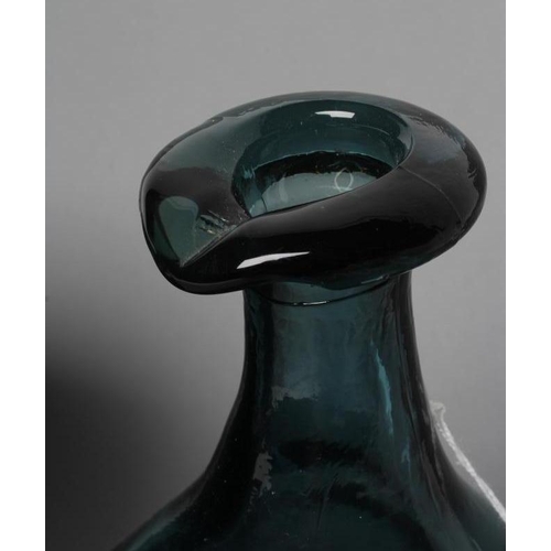 53 - DAVID WALLACE - a peacock iridescent glass vase with swirled lines, of flared rounded conical form, ... 