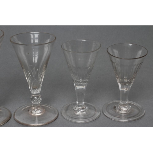 58 - A COLLECTION OF NINE DWARF ALE AND OTHER GLASSES, late 18th century and later, two ales with semi wr... 