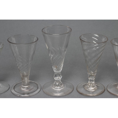 58 - A COLLECTION OF NINE DWARF ALE AND OTHER GLASSES, late 18th century and later, two ales with semi wr... 