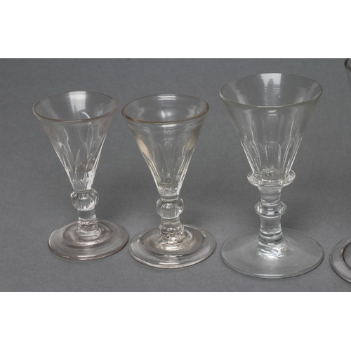 58 - A COLLECTION OF NINE DWARF ALE AND OTHER GLASSES, late 18th century and later, two ales with semi wr... 