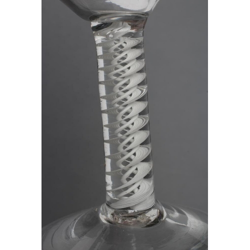 92 - A LARGE GOBLET, late 18th century, the ogee bowl on a multi-ply opaque twist stem and conical foot, ... 