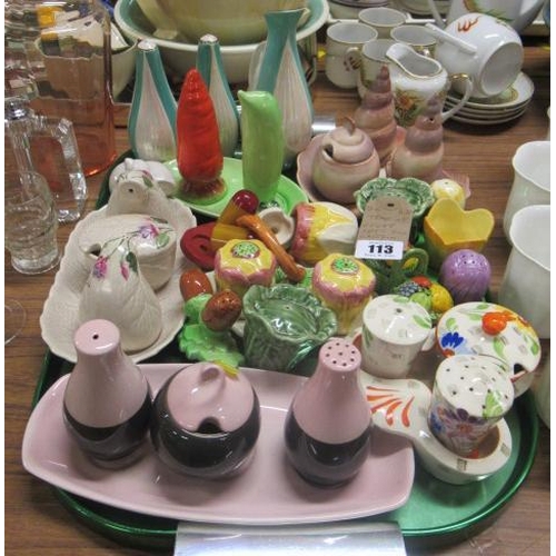 113 - TRAY OF CARLTONWARE AND OTHER NOVELTY CRUET SETS