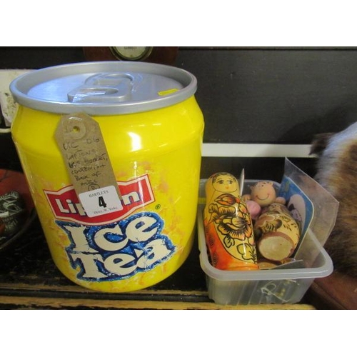 4 - LIPTONS ICE BUCKET AND BOX OF MISCELLANEOUS