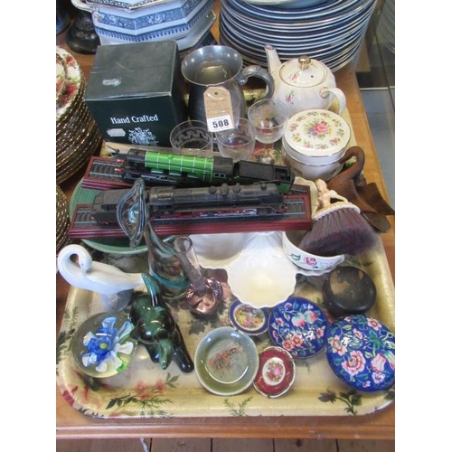 508 - TRAY OF MIXED ITEMS INCLUDING CLOISONNE