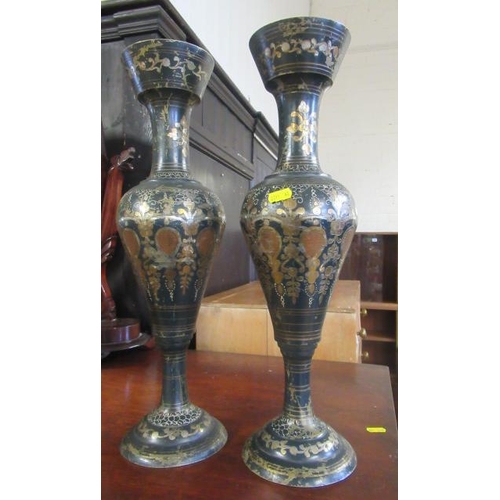 525 - PAIR OF BRASS INDIAN VASES