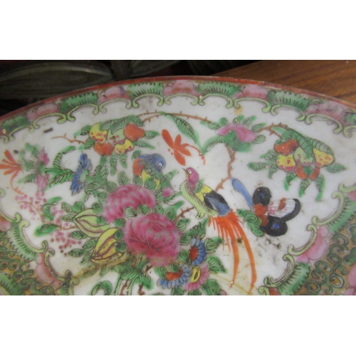 349 - CHINESE FAMILLE VERTE PLATE AND A BLUE AND WHITE CHARGER