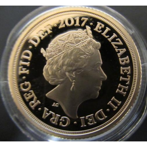 337 - THE PIEDFORT GOLD PROOF DOUBLE SOVEREIGN, 2017, in perspex capsule, certificate No.2153, cased and b... 