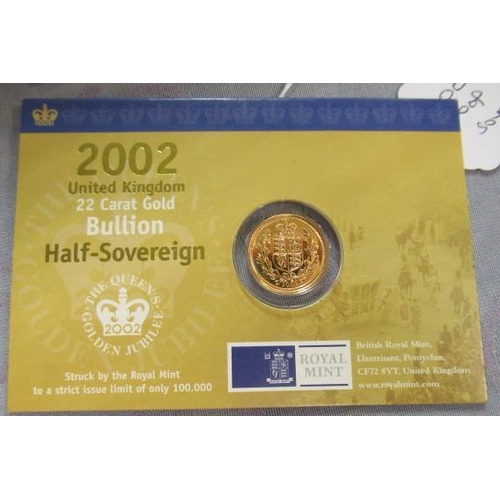 225 - 2002 GOLD HALF SOVEREIGN