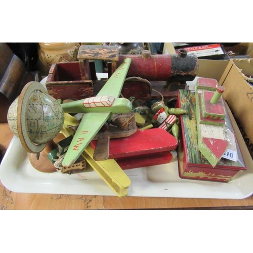 370 - TRAY OF WOODEN TOYS ETC