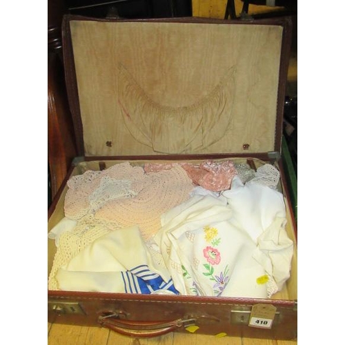 410 - SMALL SUITCASE OF LINEN