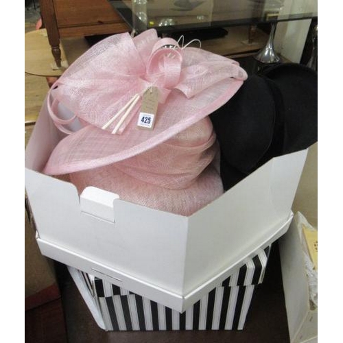 425 - FIVE LADY'S HATS IN TWO HAT BOXES